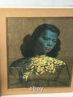 1950's Original Tretchikoff Chinese Girl, Green Lady Glazed Picture- Collect Bham