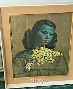 1950's Original Tretchikoff Chinese Girl, Green Lady Glazed Picture- Collect Bham