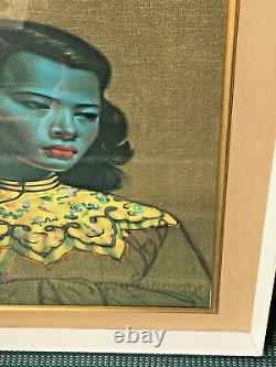 1950's Original Tretchikoff Chinese Girl, Green Lady Glazed Picture- Collect Bham