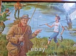 1970 Fishing print in a wood frame