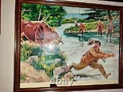 1970 Fishing print in a wood frame The uninvited Guest