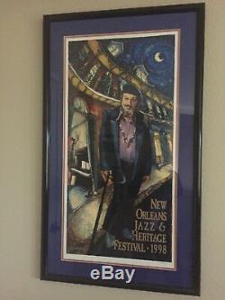 1998 New Orleans Jazz Fest Poster Dr. John James Michalopolous Framed Numbered