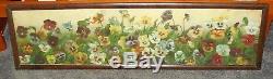 19c c. 1889 Antique Pansies Yard Long Print Flower Picture F. Ingalls Lithograph