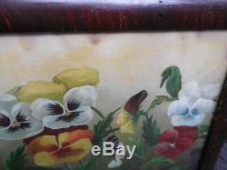 19c c. 1889 Antique Pansies Yard Long Print Flower Picture F. Ingalls Lithograph