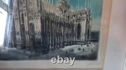 19th Century Original Aquatint Copper Plate Engraving of Milan Catherdral