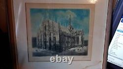 19th Century Original Aquatint Copper Plate Engraving of Milan Catherdral