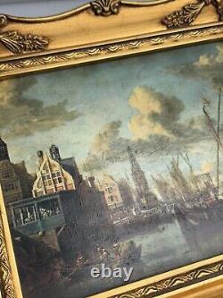 2 Vintage Framed & pictures Camaret Boat Seascape, View of the Port of Amsterdam