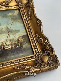 2 Vintage Framed & pictures Camaret Boat Seascape, View of the Port of Amsterdam