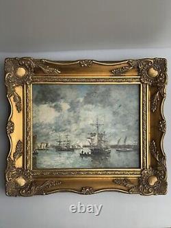 2 Vintage Framed & pictures Camaret Boat Seascape, View of the Port of Amsterdam