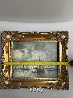 2 Vintage Framed & pictures Camaret Boat Seascape, View of the Port of Amsterdam