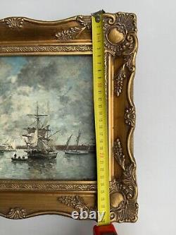 2 Vintage Framed & pictures Camaret Boat Seascape, View of the Port of Amsterdam