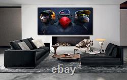3 WISE SWAG MONKEYS CANVAS WALL ART PRINTS Banksy Gorilla Picture FRAMED