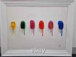 3D Lollies white framed wall Art