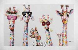 6 HAPPY FUNNY GIRAFFES ART reproduced CANVAS PAPER PICTURE PRINT ART WALL ART