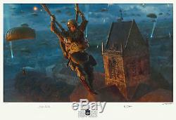6 signatures! Band of Brothers, 101st Airborne, D-Day, Matt Hall art print