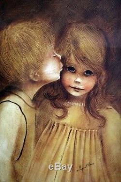 A Little Kiss Nicely Framed Print by Margaret Kane