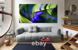 ABSTRACT BLURRED LINES GREEN + PURPLE CANVAS WALL ART PRINT Ready To Hang