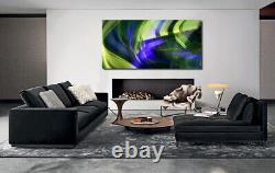 ABSTRACT BLURRED LINES GREEN + PURPLE CANVAS WALL ART PRINT Ready To Hang