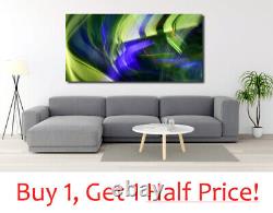 ABSTRACT BLURRED LINES GREEN + PURPLE CANVAS WALL ART PRINT Ready To Hang