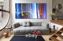 ABSTRACT SMOKE BLURRED LINES BLUE CANVAS WALL ART PRINT Ready To Hang