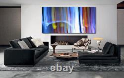 ABSTRACT SMOKE BLURRED LINES BLUE CANVAS WALL ART PRINT Ready To Hang