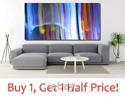 ABSTRACT SMOKE BLURRED LINES BLUE CANVAS WALL ART PRINT Ready To Hang