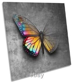 Abstract Butterfly Modern Picture CANVAS WALL ART Square Print Grey