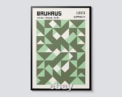 Abstract Geometric Bauhaus Composition V Green Print, Mid-Century Modern Wall