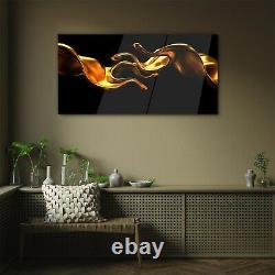 Acrylic Glass Print Picture 100x50 Wall Art Painting Abstract Gold Waves