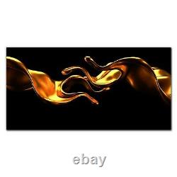 Acrylic Glass Print Picture 100x50 Wall Art Painting Abstract Gold Waves