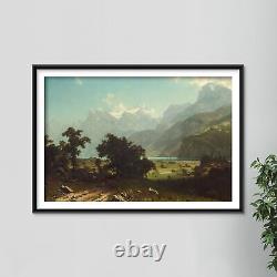 Albert Bierstadt Lake Lucerne (1858) Painting Poster Art Print Gift
