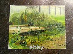 Albert Heinrich Brendel Forest Path, - Oil on Cardboard. Signed A. Brendel etc. Verse