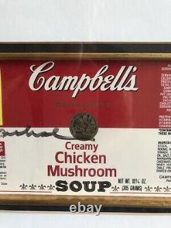 Andy Warhol Hand Signed Original Campbells Soup Label Modern Pop Art Framed