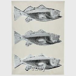 Andy Warhol Rare Vintage 1983 Original Fish Screen Print on Wallpaper
