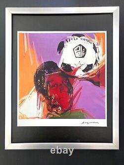 Andy Warhol Vintage 1984 Pele King of Soccer Print Signed Mounted and Framed