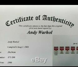 Andy warhol hand signed original print certificate COA $3450 year 1986