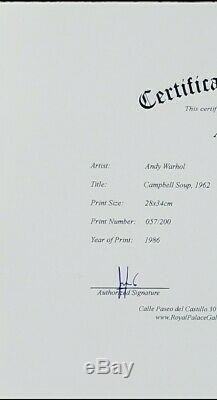 Andy warhol hand signed original print certificate COA $4450 year 1986