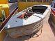 Antique Hardwood Boat Old Original With Small Engine Rudder Steering Etc