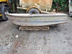 Antique Hardwood Boat Old Original With Small Engine Rudder Steering Etc