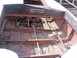 Antique Hardwood Boat Old Original With Small Engine Rudder Steering Etc