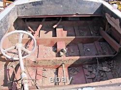 Antique Hardwood Boat Old Original With Small Engine Rudder Steering Etc