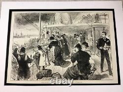 Antique Print Cunard Steam Ship Shipping Line Liverpool 1881 LARGE Victorian