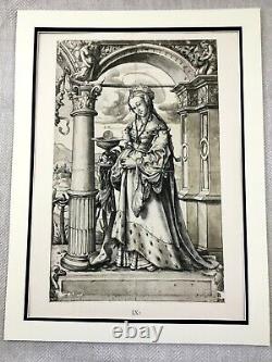Antique Print Rare Holbein the Younger Stained Glass Panel Painting St Barbara