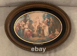 Antique Vintage Bartolozzi Framed Engraving With Original Black Glass1800