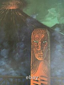 August Holland Signed Print A Power Within aka The Fire God tiki volcano