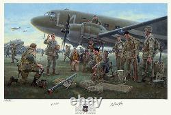 Autographed C-47 print depicting Dick Winters & his Band of Brothers E-Company