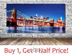 BROOKLYN BRIDGE NEW YORK CANVAS WALL ART PRINT FRAMED Ready To Hang