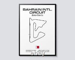 Bahrain Grand Prix Formula 1 Poster, Modern Graphic Motorsports Wall Art Print