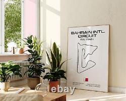 Bahrain Grand Prix Formula 1 Poster, Modern Graphic Motorsports Wall Art Print