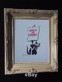 Banksy BECAUSE I'M WORTHLESS spray paint picture AP Embossed Stamp COA